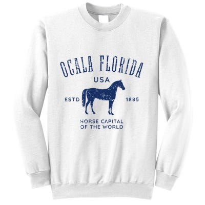 Ocala Florida Usa Horse Capital Distressed Equestrian Design Sweatshirt