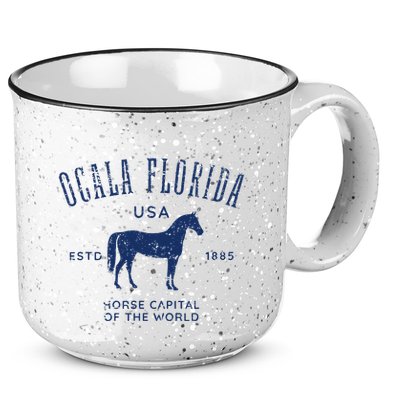 Ocala Florida Usa Horse Capital Distressed Equestrian Design 15oz Campfire Ceramic Mug