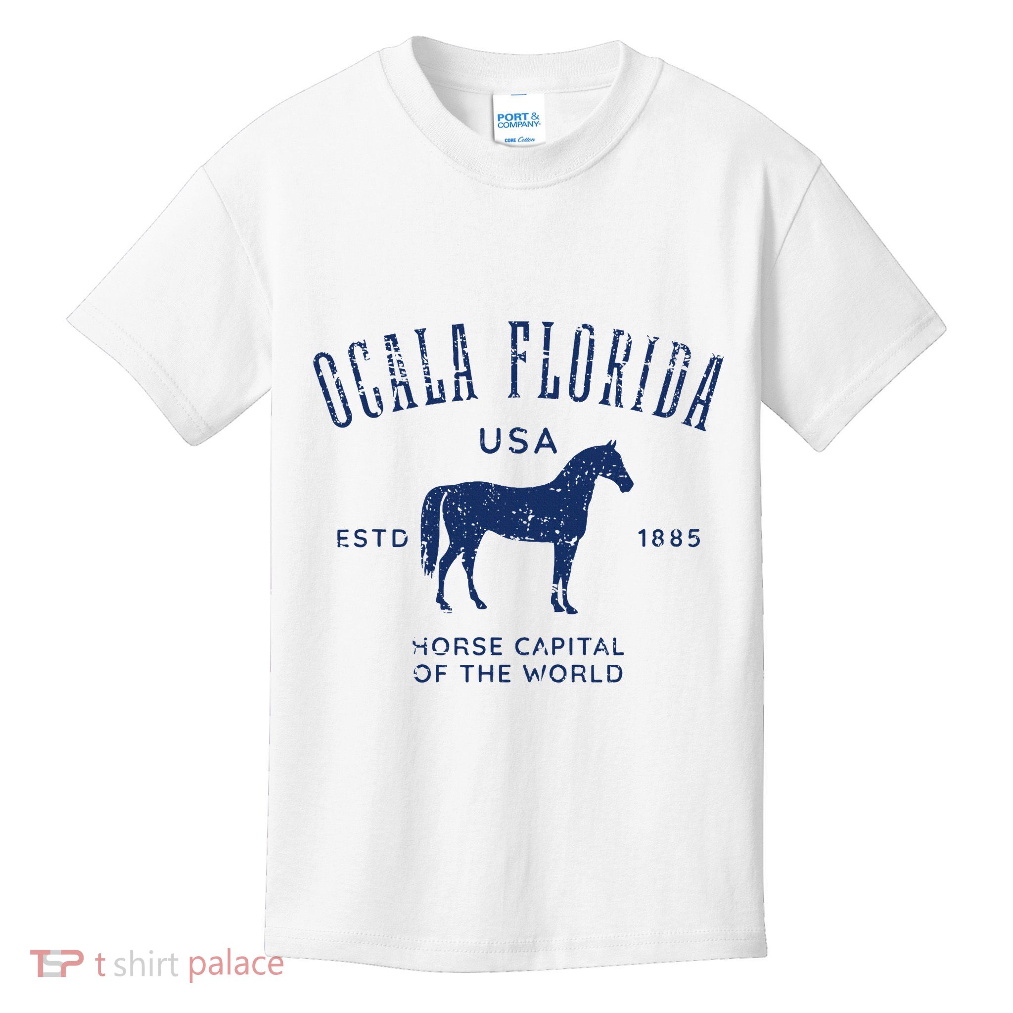 Ocala Florida Usa Horse Capital Distressed Equestrian Design Kids T-Shirt