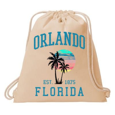 Orlando Florida Vintage Beach Palm Trees Summer In Orlando Drawstring Bag