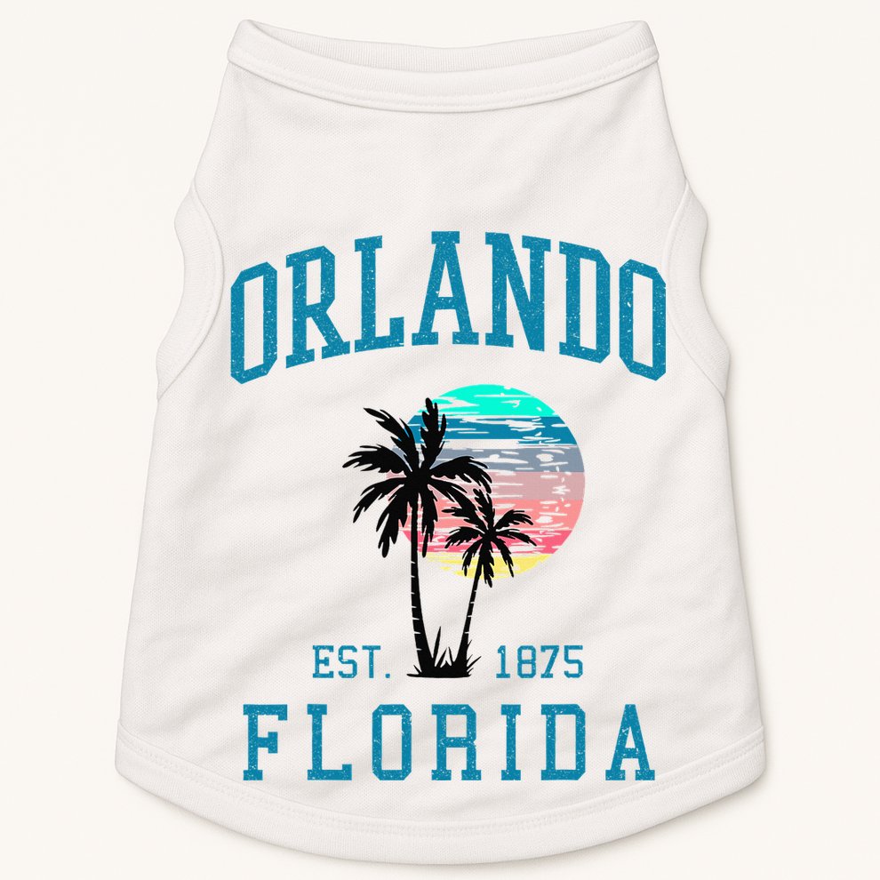 Orlando Florida Vintage Beach Palm Trees Summer In Orlando Doggie Tank