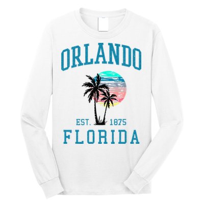 Orlando Florida Vintage Beach Palm Trees Summer In Orlando Long Sleeve Shirt
