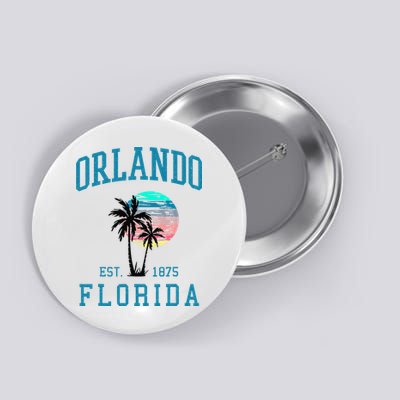 Orlando Florida Vintage Beach Palm Trees Summer In Orlando Button