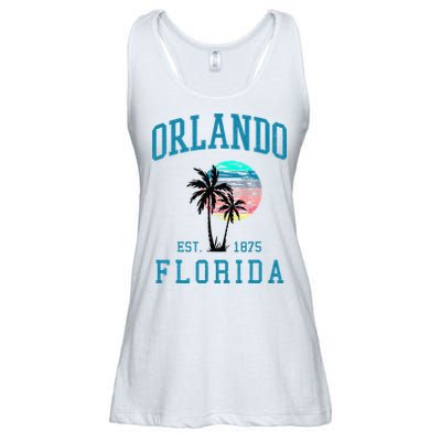 Orlando Florida Vintage Beach Palm Trees Summer In Orlando Ladies Essential Flowy Tank