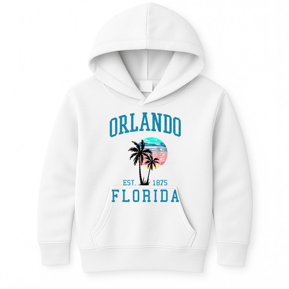 Orlando Florida Vintage Beach Palm Trees Summer In Orlando Kids Hoodie