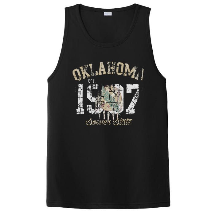 Oklahoma Flag Vintage Fade PosiCharge Competitor Tank