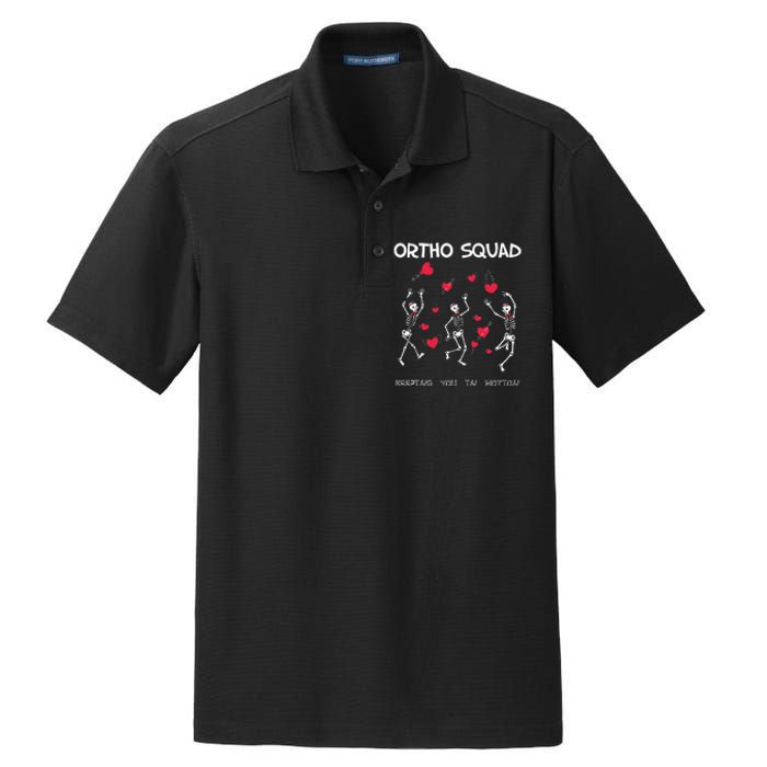 Orthopedic Funny ValentineS Ortho Squad Skeleton Dancing Dry Zone Grid Polo