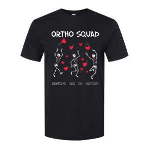 Orthopedic Funny ValentineS Ortho Squad Skeleton Dancing Softstyle CVC T-Shirt