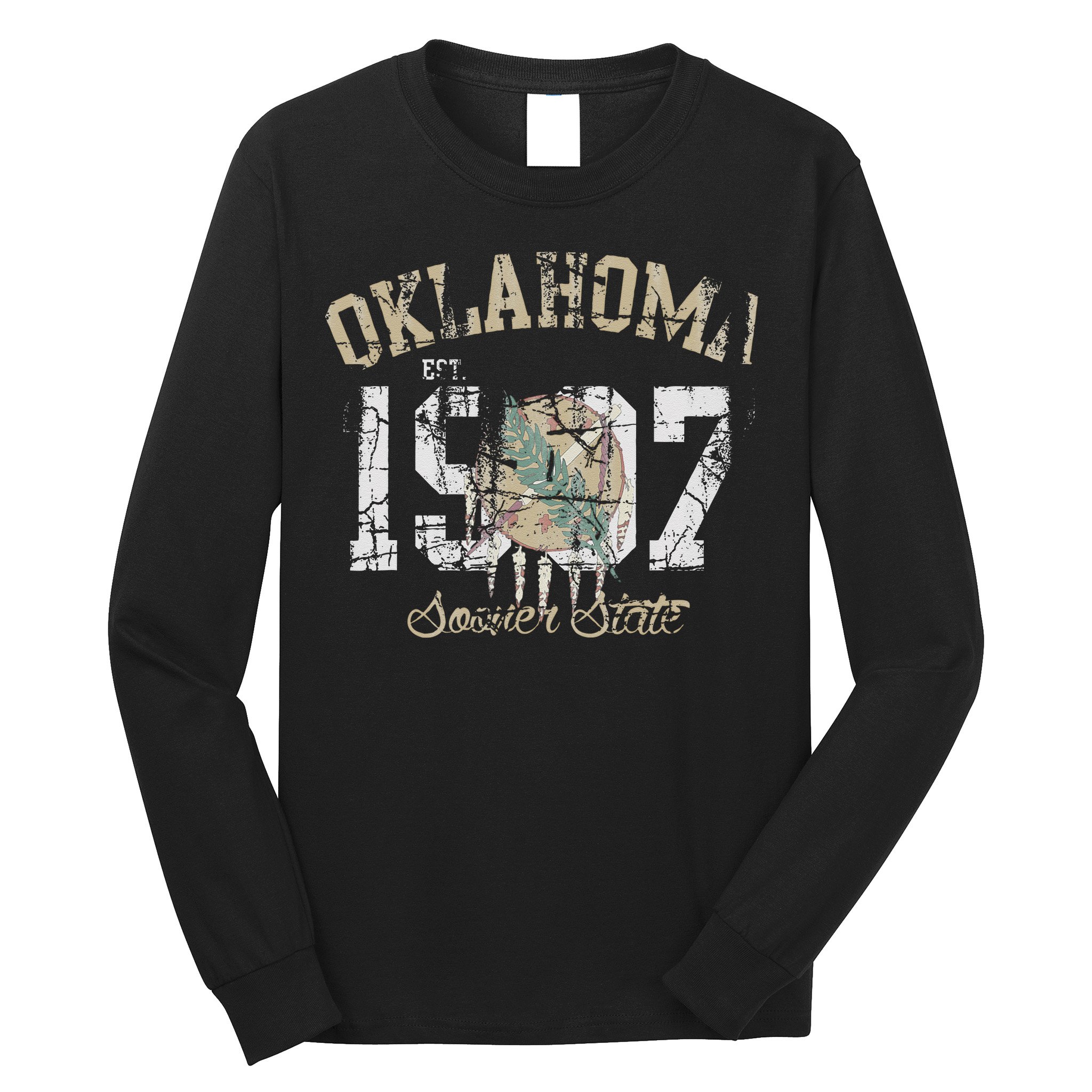 Oklahoma Flag Vintage Fade Men Women Long Sleeve Shirt