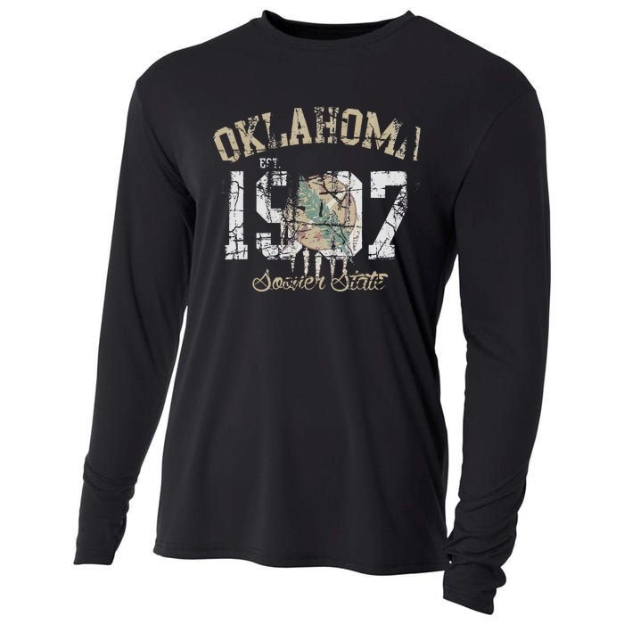 Oklahoma Flag Vintage Fade Men Women Cooling Performance Long Sleeve Crew