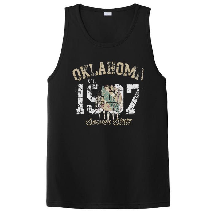 Oklahoma Flag Vintage Fade Men Women PosiCharge Competitor Tank