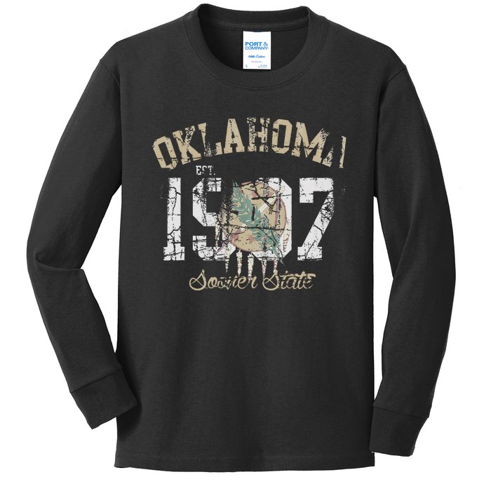 Oklahoma Flag Vintage Fade Men Women Kids Long Sleeve Shirt