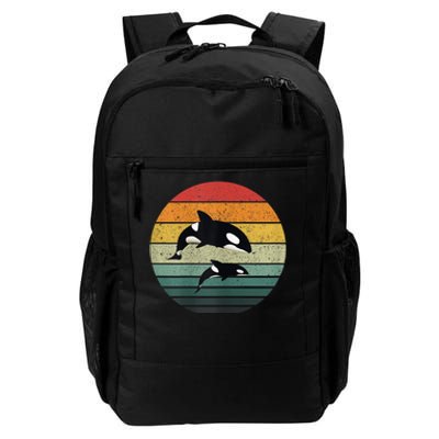 Orca Family Vintage Retro Art, Killer Whale Family Daily Commute Backpack