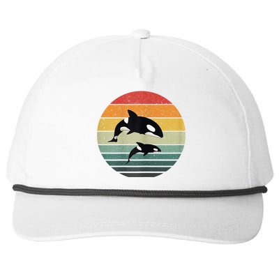 Orca Family Vintage Retro Art, Killer Whale Family Snapback Five-Panel Rope Hat