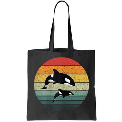 Orca Family Vintage Retro Art, Killer Whale Family Tote Bag