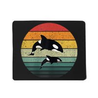 Orca Family Vintage Retro Art, Killer Whale Family Mousepad