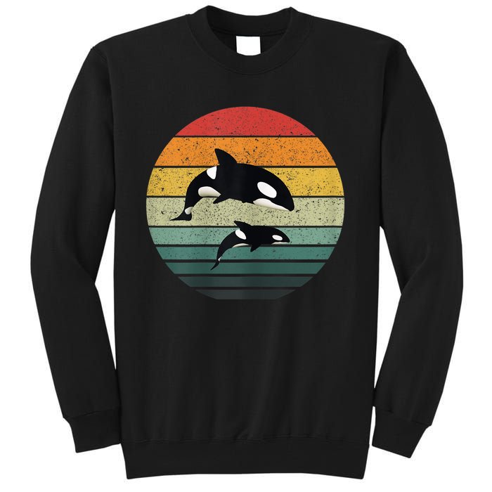 Orca Family Vintage Retro Art, Killer Whale Family Tall Sweatshirt