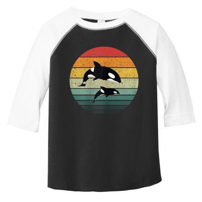 Orca Family Vintage Retro Art, Killer Whale Family Toddler Fine Jersey T-Shirt