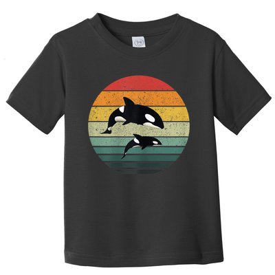 Orca Family Vintage Retro Art, Killer Whale Family Toddler T-Shirt