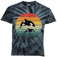 Orca Family Vintage Retro Art, Killer Whale Family Kids Tie-Dye T-Shirt