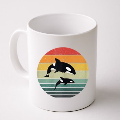 Orca Family Vintage Retro Art, Killer Whale Family Coffee Mug