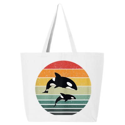 Orca Family Vintage Retro Art, Killer Whale Family 25L Jumbo Tote