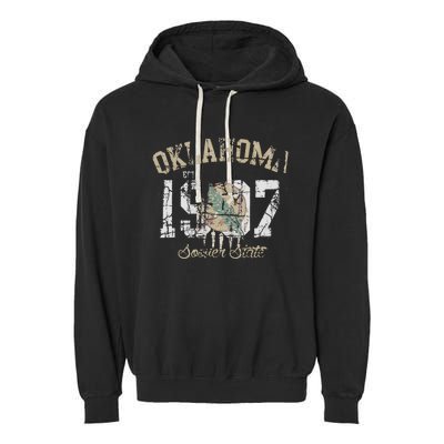 Oklahoma Flag Vintage Fade Garment-Dyed Fleece Hoodie