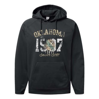 Oklahoma Flag Vintage Fade Performance Fleece Hoodie