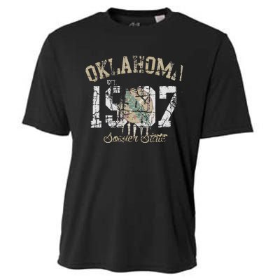 Oklahoma Flag Vintage Fade Cooling Performance Crew T-Shirt