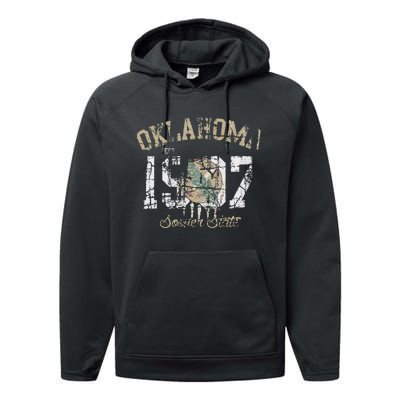 Oklahoma Flag Vintage Fade Performance Fleece Hoodie