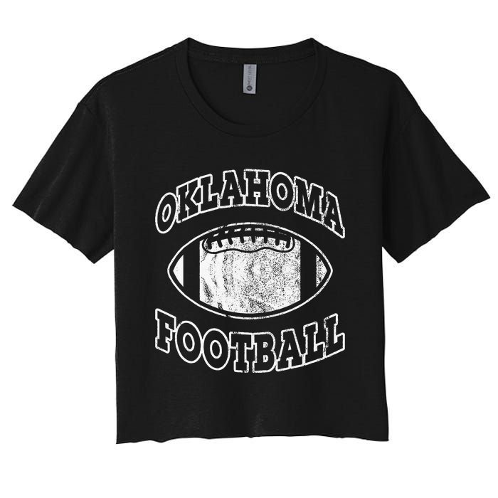 Oklahoma Football Vintage Distressed Women's Crop Top Tee