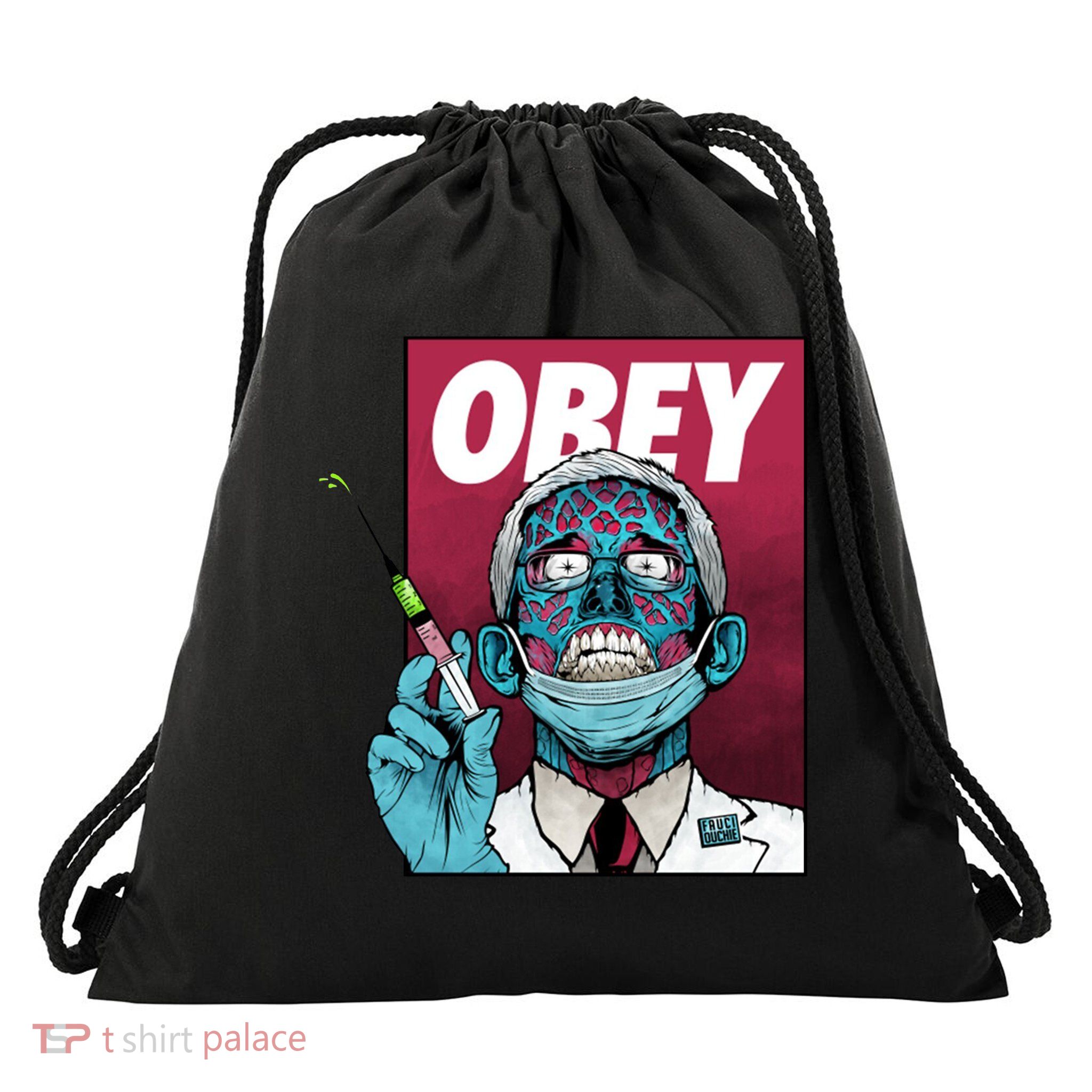 Obey Faucci Vaccine Zombie Drawstring Bag