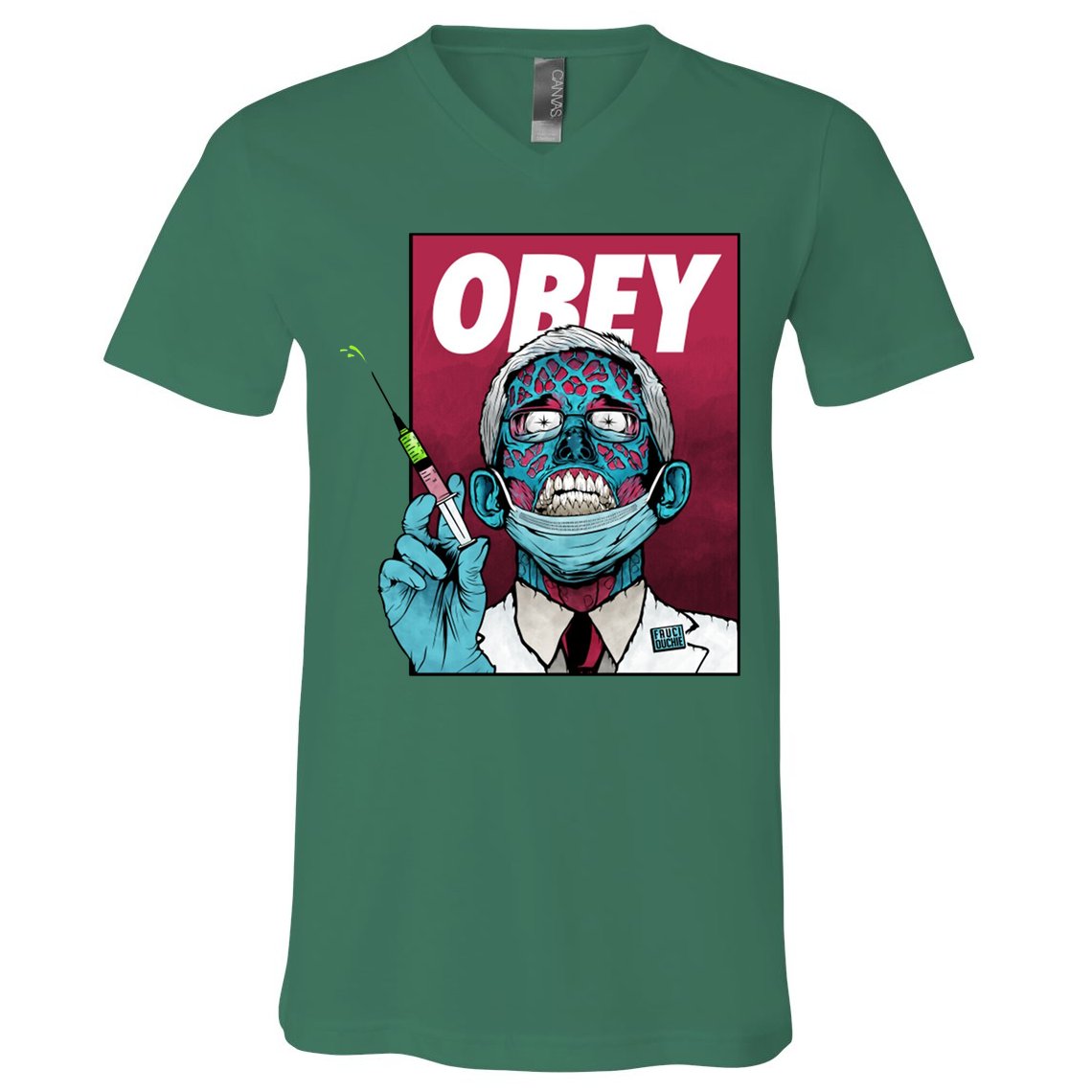 Obey Faucci Vaccine Zombie V-Neck T-Shirt