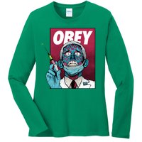 Obey Faucci Vaccine Zombie Ladies Long Sleeve Shirt