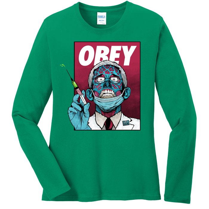 Obey Faucci Vaccine Zombie Ladies Long Sleeve Shirt