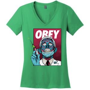 Obey Faucci Vaccine Zombie Women's V-Neck T-Shirt