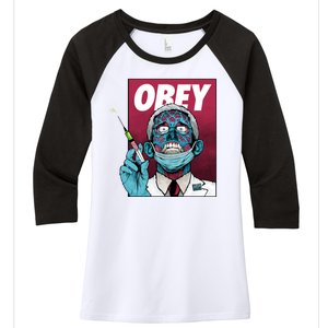 Obey Faucci Vaccine Zombie Women's Tri-Blend 3/4-Sleeve Raglan Shirt