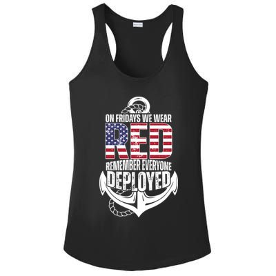 On Fridays We Wear Red Remember Everyone Deployed Ladies PosiCharge Competitor Racerback Tank