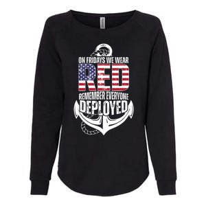 On Fridays We Wear Red Remember Everyone Deployed Womens California Wash Sweatshirt