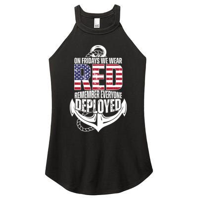 On Fridays We Wear Red Remember Everyone Deployed Women's Perfect Tri Rocker Tank