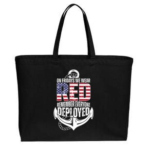 On Fridays We Wear Red Remember Everyone Deployed Cotton Canvas Jumbo Tote