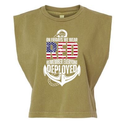 On Fridays We Wear Red Remember Everyone Deployed Garment-Dyed Women's Muscle Tee