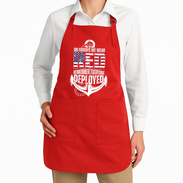 On Fridays We Wear Red Remember Everyone Deployed Apron