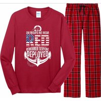 On Fridays We Wear Red Remember Everyone Deployed Long Sleeve Pajama Set