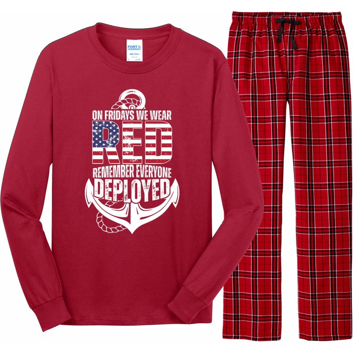 On Fridays We Wear Red Remember Everyone Deployed Long Sleeve Pajama Set