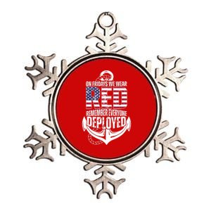 On Fridays We Wear Red Remember Everyone Deployed Metallic Star Ornament