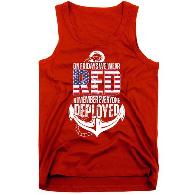 On Fridays We Wear Red Remember Everyone Deployed Tank Top