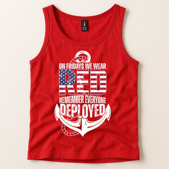 On Fridays We Wear Red Remember Everyone Deployed Tank Top