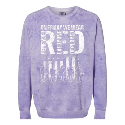 On Friday We Wear Red American Flag Military Supportive Colorblast Crewneck Sweatshirt