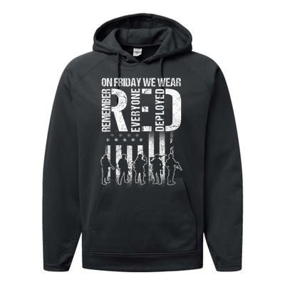 On Friday We Wear Red American Flag Military Supportive Performance Fleece Hoodie